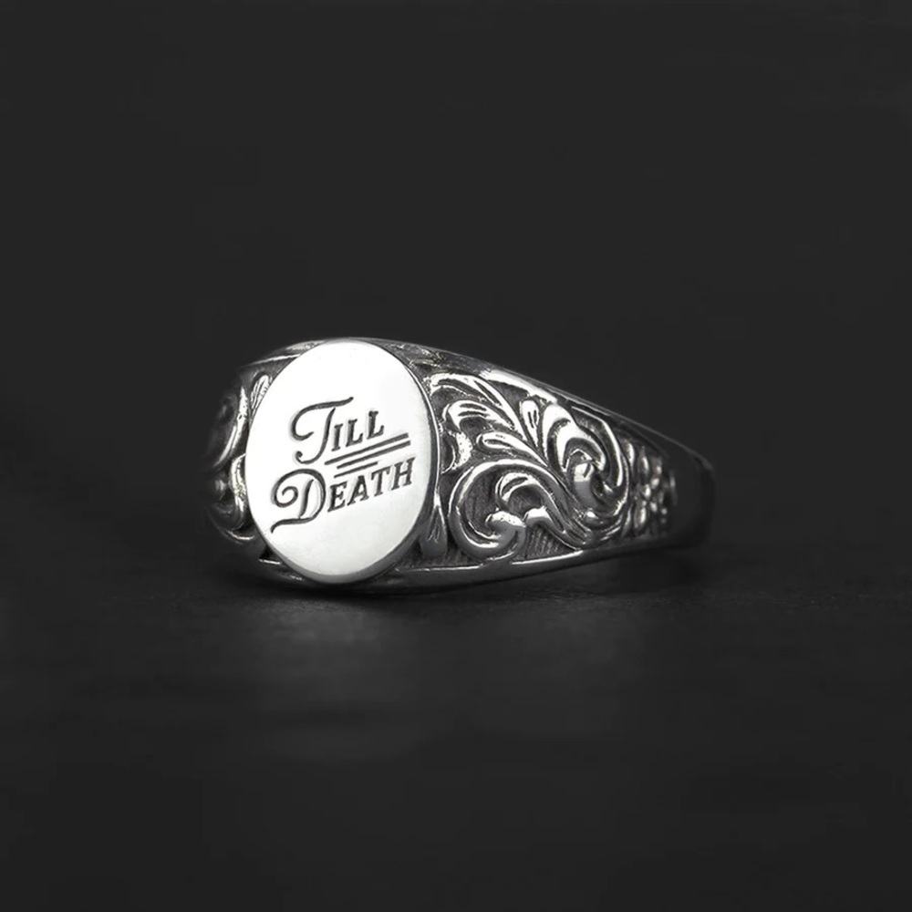 Regal Rose signet ring Til Death promise pinky ring unisex